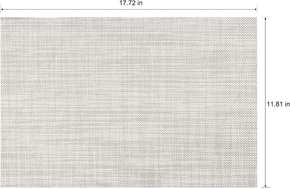 CADONO Placemats Set of 4 Washable Indoor/Outdoor Vinyl Place Mats for Dining Table Durable Non-Slip Heat Resistant PVC Weave Table Mats（Beige）