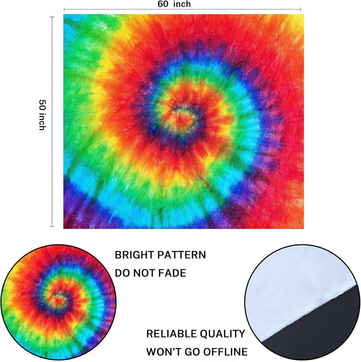 Emvency Tapestry Colorful Rainbow Spiral Tie Dye Pattern Color Dyed Batik Home Decor Wall Hanging for Living Room Bedroom Dorm 50x60 Inches