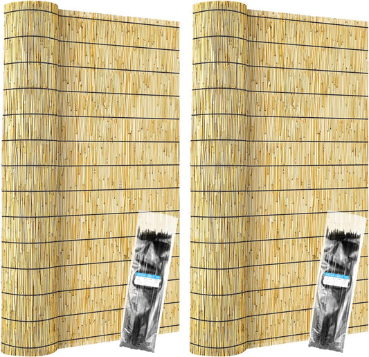 ZNCMRR Reed Fencing Rolls Natural Bamboo Fence Rolls 2 Pcs 4 Feet High Privacy Fence for Balcony