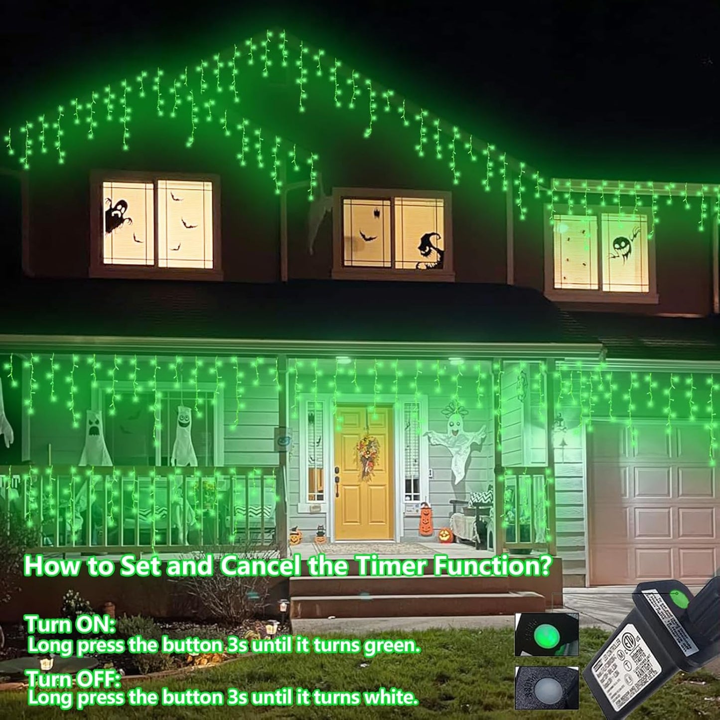 YEGUO 66ft 800 LED Green Icicle Lights Outdoor Waterproof, 160 Drops Icicle Christmas Light Connectable, 8 Modes Icicle String Lights with Memory Timer