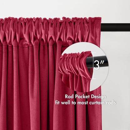 MIULEE Berry Velvet Curtains Thermal Insulated Blackout Curtain Drapes for Bedroom Living Room Darkening 84 Inches Long Curtains Panels Rod Pocket Set of 2