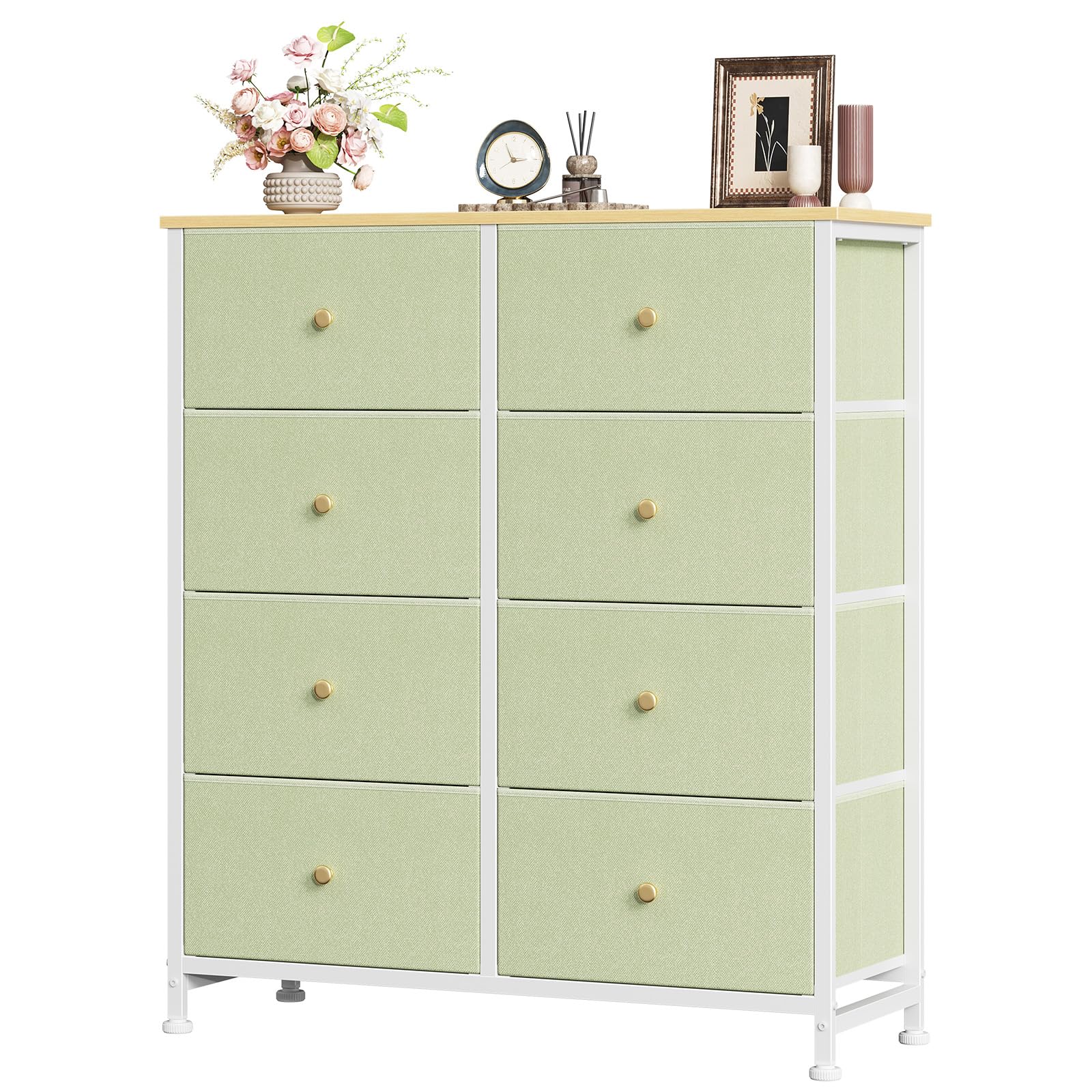 Sweetcrispy 8 Drawer Fabric Dresser, Tall Storage Tower for Bedroom