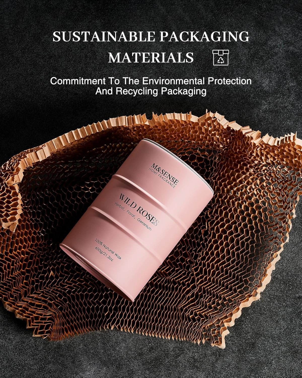 M&SENSE Wild Rose Large Natural Scented Candle, 120 Hours Long Lasting Soy Candles 21.2oz, Stress Relief Luxury Aromatherapy Candles for Women, Romantic Candle Valentines Day Gifts for Her