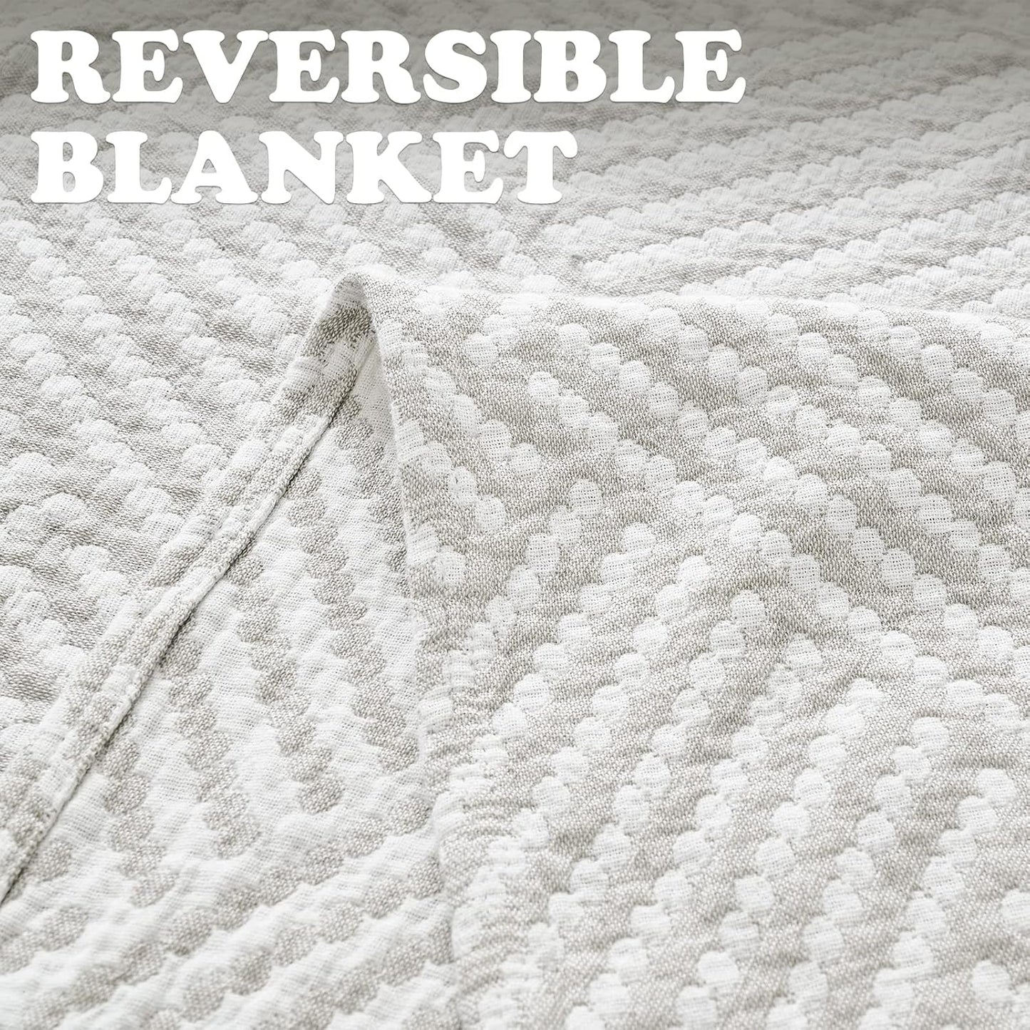 jinchan Boho 100% Cotton Blanket Muslin Twin Size 60x80 Inches Lightweight 3-Layer Geometric Square Pattern Reversible Quilt Throw Soft Breathable Comfy All Seasons for Couch Bed Decor, Light Grey