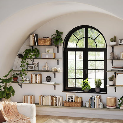 DINZI LVJ Long Wall Shelves, 47.3 Inch Large Floating Shelves Set of 2, Wide Display Shelf Wall Mounted with Brackets, Easy Hanging for Living Room, Toilet, Office, Bedroom, Gray Wash