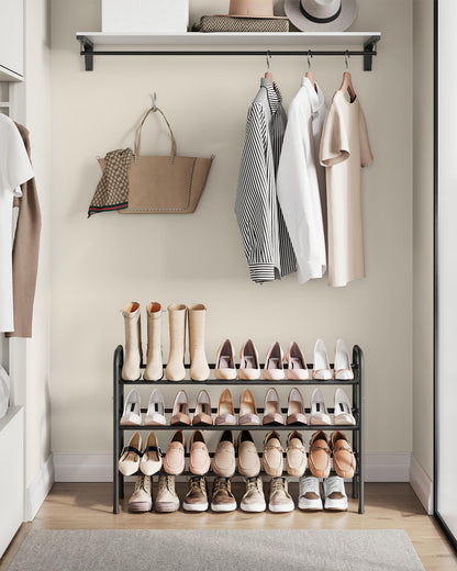 SONGMICS Expandable Shoe Rack, 3 Tier Shoe Rack Shelf, Adjustable Shoe Organizer Storage for 20