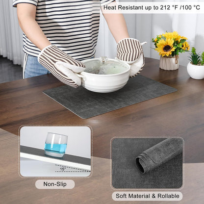 Myir JUN Placemats Dual Sided, Faux Leather Place Mats Set of 4 Indoor Placemats for Dining Table Outdoor Placemats Square Non-Slip Washable Table Mats (Gray, Set of 4)