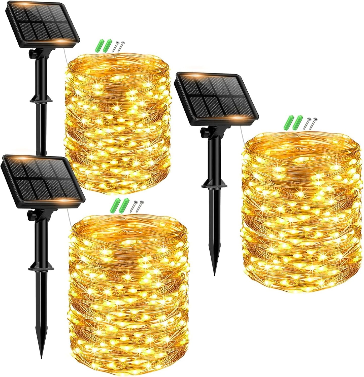 3 Pack Solar Fairy Lights for Outside Waterproof, Total 147FT 450 LED Solar String Lights Outdoor 8 Modes Solar Twinkle Lights for Garden Yard Christmas Tree Wedding Party Decor, Warm White
