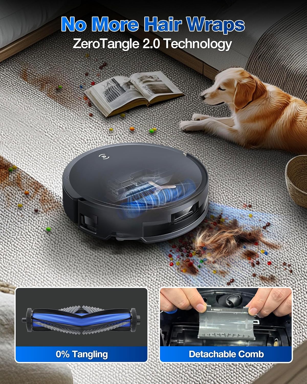 ECOVACS DEEBOT T50 MAX PRO Omni Robot Vacuum and Mop, 18,500Pa Suction, 18mm Auto-Lift, ZeroTangle &TruEdge 2.0, AIVI 3.0 Obstacle Avoidance, Auto Hot Water Mop Wash/Dry/Refill, Self-Emptying