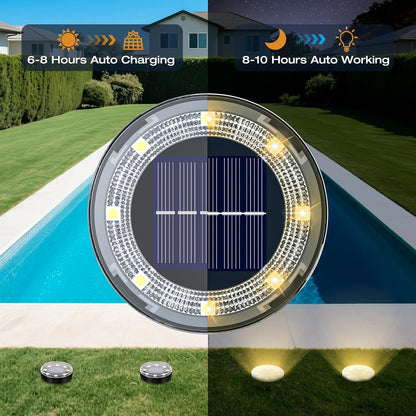 Mini Solar Ground Lights, 4 Pack Solar Lights Outdoor Waterproof, Upgraded LED Flat Landscape Lighting for Outside Pathway Garden Patio Yard Driveway, Warm White