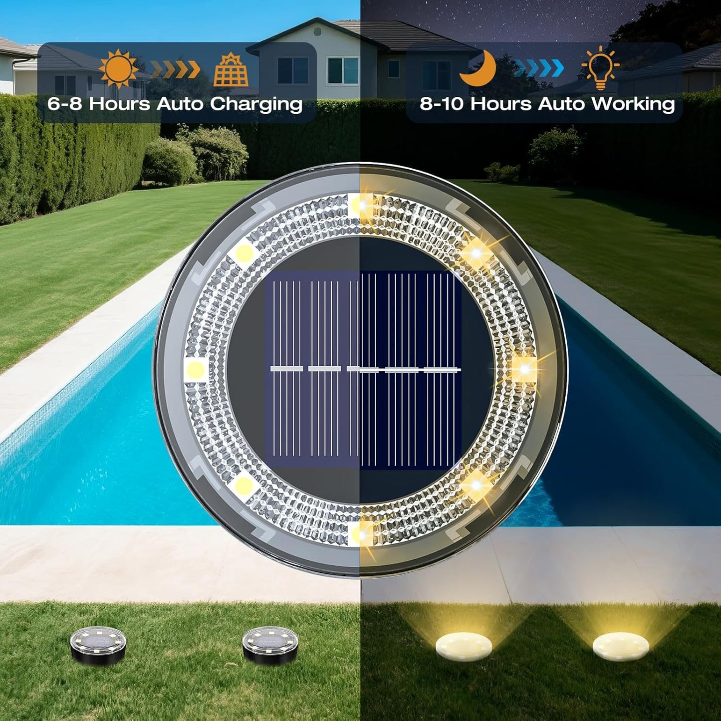 Mini Solar Ground Lights, 12 Pack Solar Lights Outdoor Waterproof, Upgraded LED Flat Landscape Lighting for Outside Pathway Garden Patio Yard Driveway,Warm White