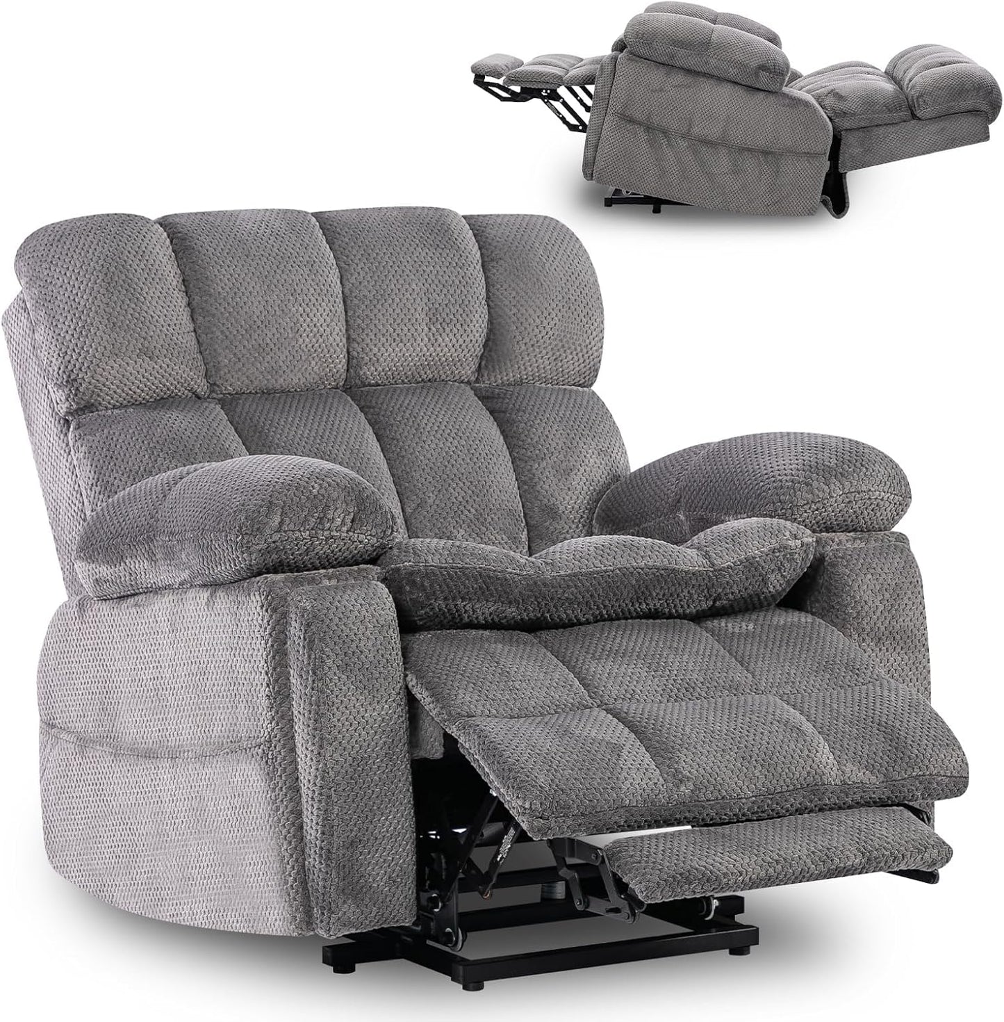 Dual Motor Power Lift Recliner Chair for Elderly with Adjustable Headrest,Extra Wide Recliner Chair with Heat and Massage,Lay Flat Recliner with Cupholder Storebox,USB Ports,Type C,Zero Gravity