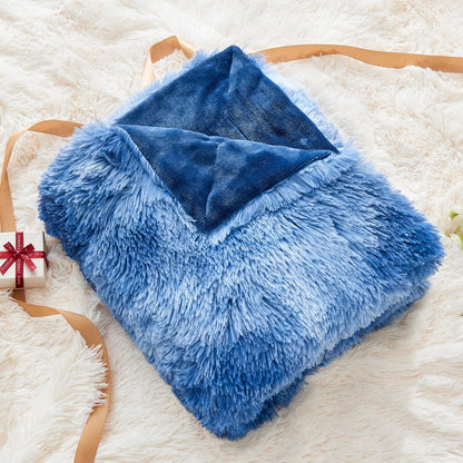 GONAAP Fuzzy Faux Fur Throw Blanket Indigo Super Soft Cozy Plush Fuzzy Shaggy Blanket for Couch Sofa Bed (Indigo, Throw(50"x60"))
