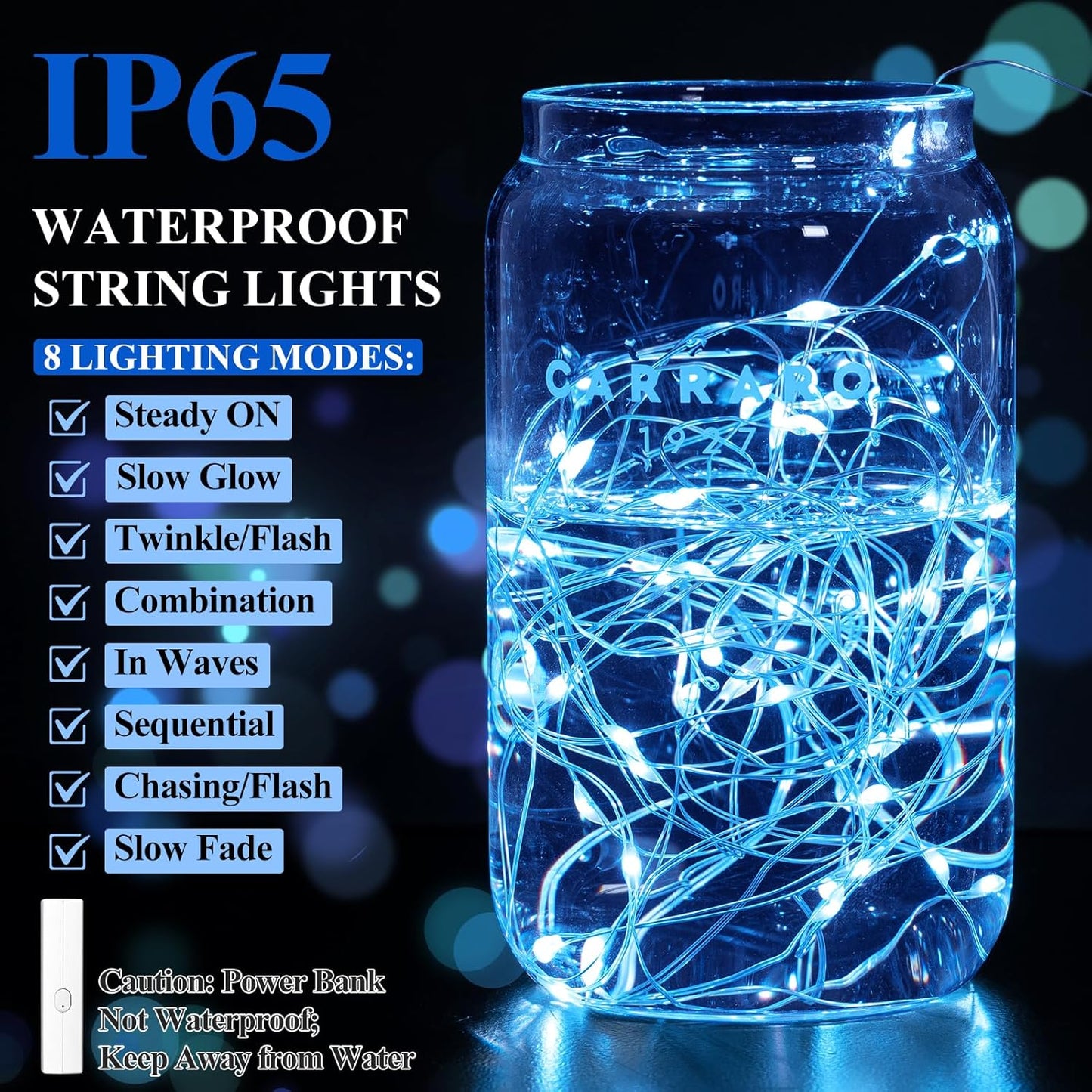 Lakumu LED String Lights Battery Operated, Fairy Lights with Timer, Mini Twinkle Lights for Bedroom, Christmas Decorations, Wedding, Vine, Centerpiece Table Decor (10M/33FT Blue)