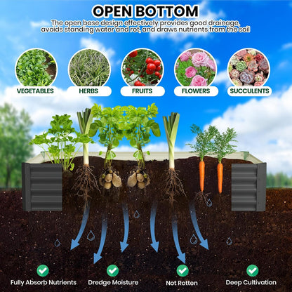 Large Outdoor Planter Boxes Kit Set of 2,6x3x1ft Galvanized Raised Bed Planter with Open-Ended Base Design, Elevated for Outdoor Plants, Durable Raised Bed for Gardening,Green