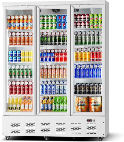 40.5 Cu.ft. Commercial Refrigerators 3 Glass Door Beverage Refrigerators Commercial Fridge Upright Cooler with Soft LED Light and 15 Adjustable Shelves for Restaurant Grocery Stores Home