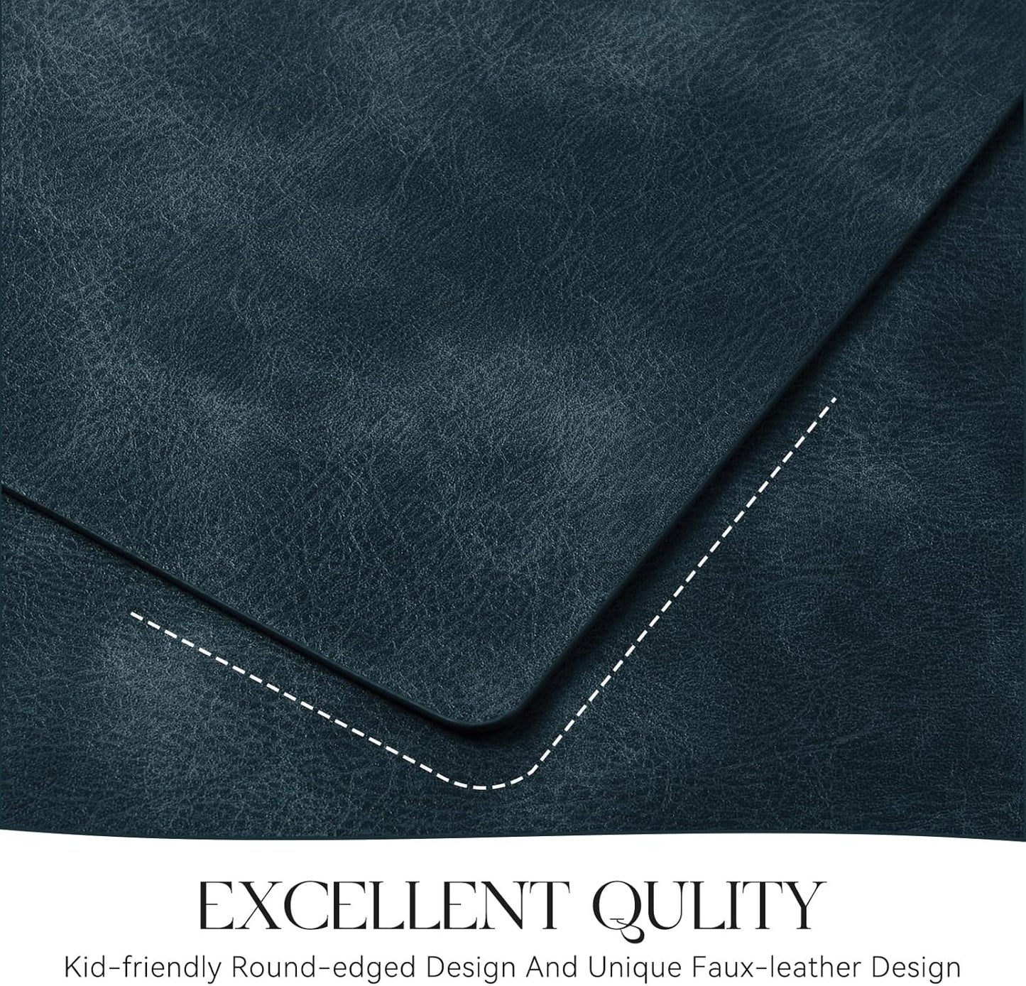 MOSAYT Vinyl Placemats Set of 12-12 X 17 Inch - Faux Leather 100% Waterproof Oil-Proof Wipeable PU Place Mats, Heat Resistant Reversible Table Mats for Kitchen, Dining, Outdoor (Navy Blue)