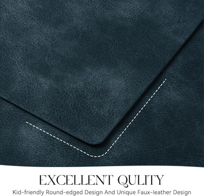 MOSAYT Vinyl Placemats Set of 12-12 X 17 Inch - Faux Leather 100% Waterproof Oil-Proof Wipeable PU Place Mats, Heat Resistant Reversible Table Mats for Kitchen, Dining, Outdoor (Navy Blue)