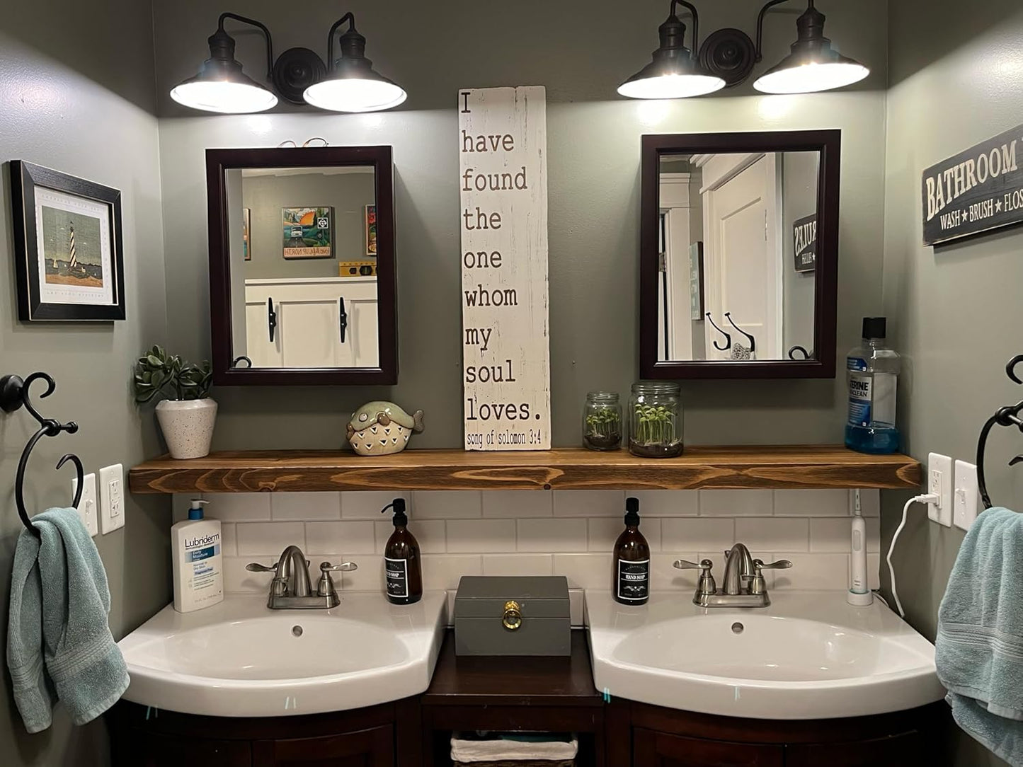 joelsantiques 60 Inch Wooden Floating Shelves for Wall - 60x8x2 in - Made of Natural Wood - Long Heavy Duty Rustic Wall Shelves for Bedroom - Perfect for Living Room, Kitchen - Medium Brown