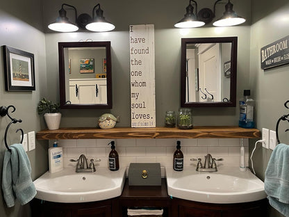 joelsantiques 60 Inch Wooden Floating Shelves for Wall - 60x8x2 in - Made of Natural Wood - Long Heavy Duty Rustic Wall Shelves for Bedroom - Perfect for Living Room, Kitchen - Medium Brown