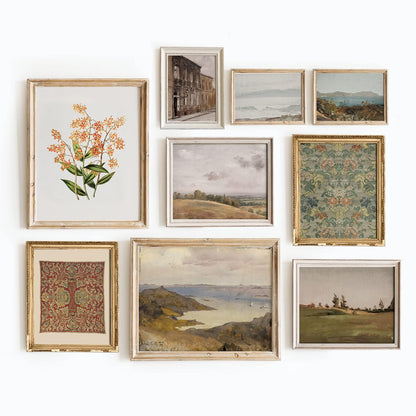 Set Of 9 French Country Prints Wall Decor - Landscape Wall Art French Country Decor, Vintage Wall Decor Gallery Wall Art, Large Bathroom Art Prints, Farmhouse Floral Vintage Art(11X14 IN UNFRAMED)