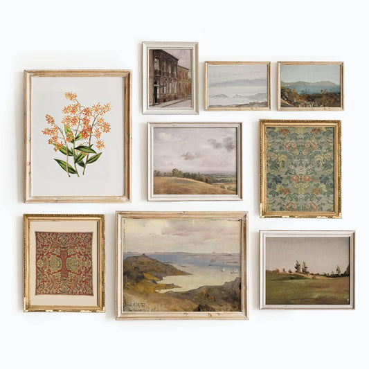 Set Of 9 French Country Prints Wall Decor - Landscape Wall Art French Country Decor, Vintage Wall Decor Gallery Wall Art, Large Bathroom Art Prints, Farmhouse Floral Vintage Art(11X14 IN UNFRAMED)
