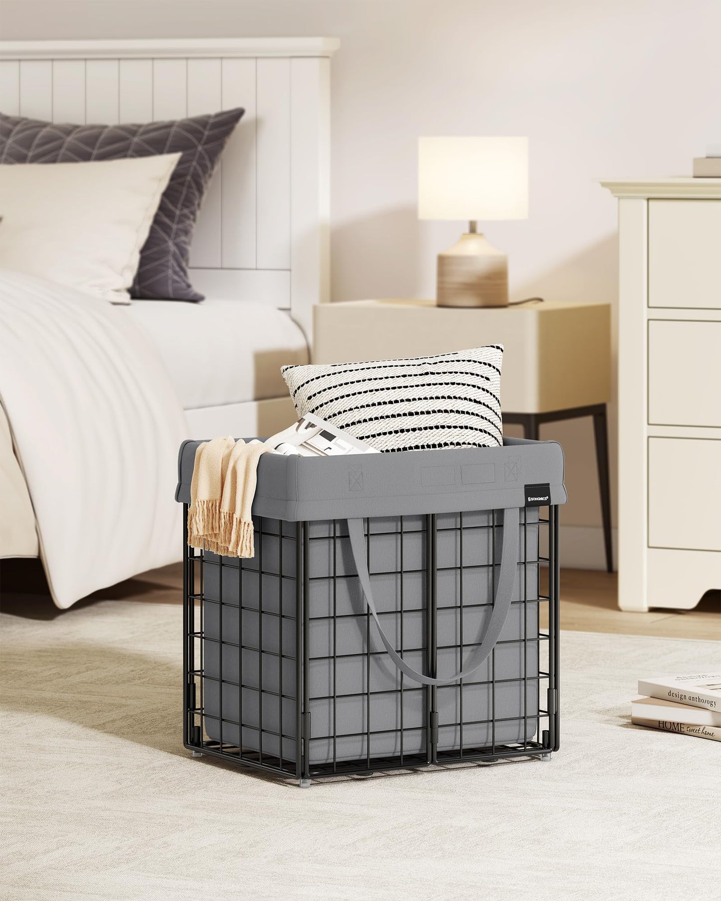 SONGMICS Laundry Hamper, 11 Gal. (50L) Laundry Basket, Collapsible Clothes Hamper, Removable and