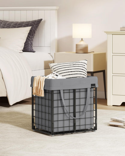 SONGMICS Laundry Hamper, 11 Gal. (50L) Laundry Basket, Collapsible Clothes Hamper, Removable and