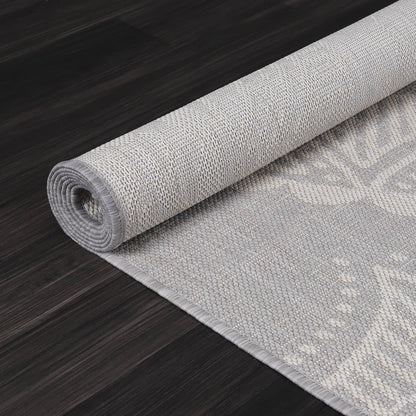 Medallion Outdoor Rug 6x9 Washable Outside Carpet for Indoor Patio Porch Waterproof Easy Cleaning Non Shedding Area Rugs Gray 6 x 9