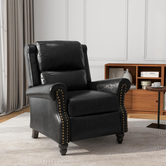 UIXE Pushback Recliner Chair, PU Leather Armchair Push Back Accent Chair for Living Room, Rivet
