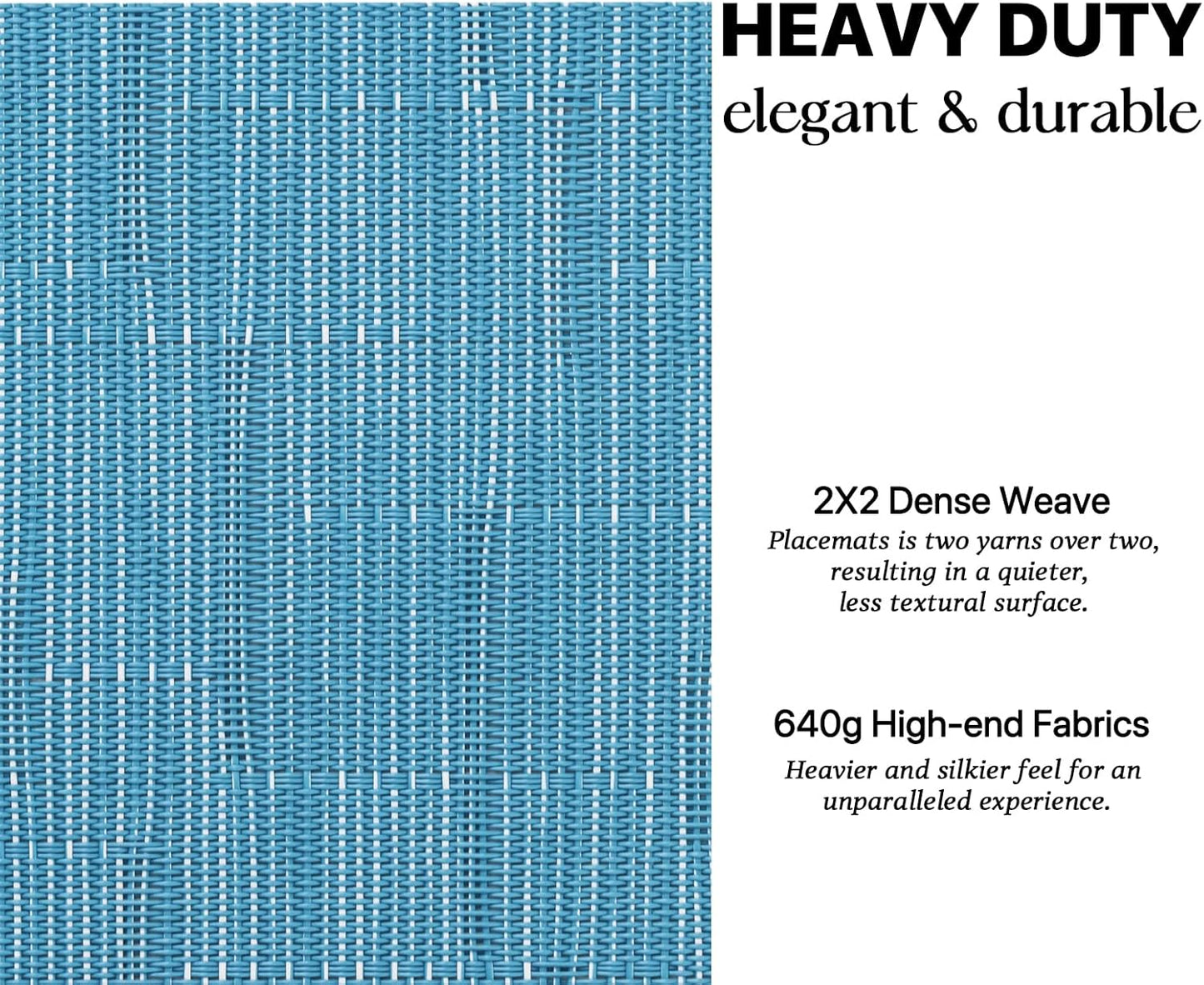 LEXMORE Placemats Set of 6 Vinyl/Plastic Woven Place Mats for Kitchen Table Indoor/Outdoor Washable Placemat Wipeable Dining Table Mats(Teal Blue)