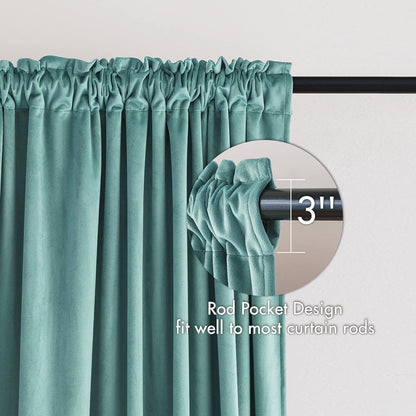 MIULEE Teal Velvet Curtains Thermal Insulated Blackout Curtain Drapes for Bedroom Living Room Darkening 96 Inches Long Curtains Panels Rod Pocket Set of 2