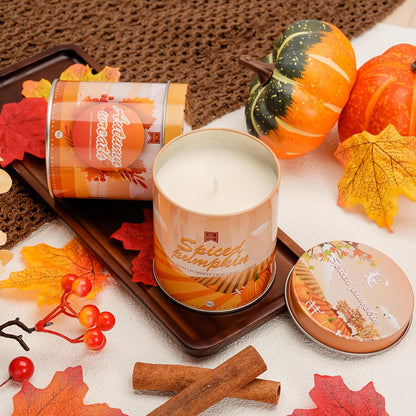 Pumpkin Candle, Fall Scented Candles for Halloween Easter Thanksgiving Day, 9oz Aromatherapy Soy Wax Non Toxic Candle for Home Scented 40 Hours Bruning- Birthday Halloween Gifts for Women Men