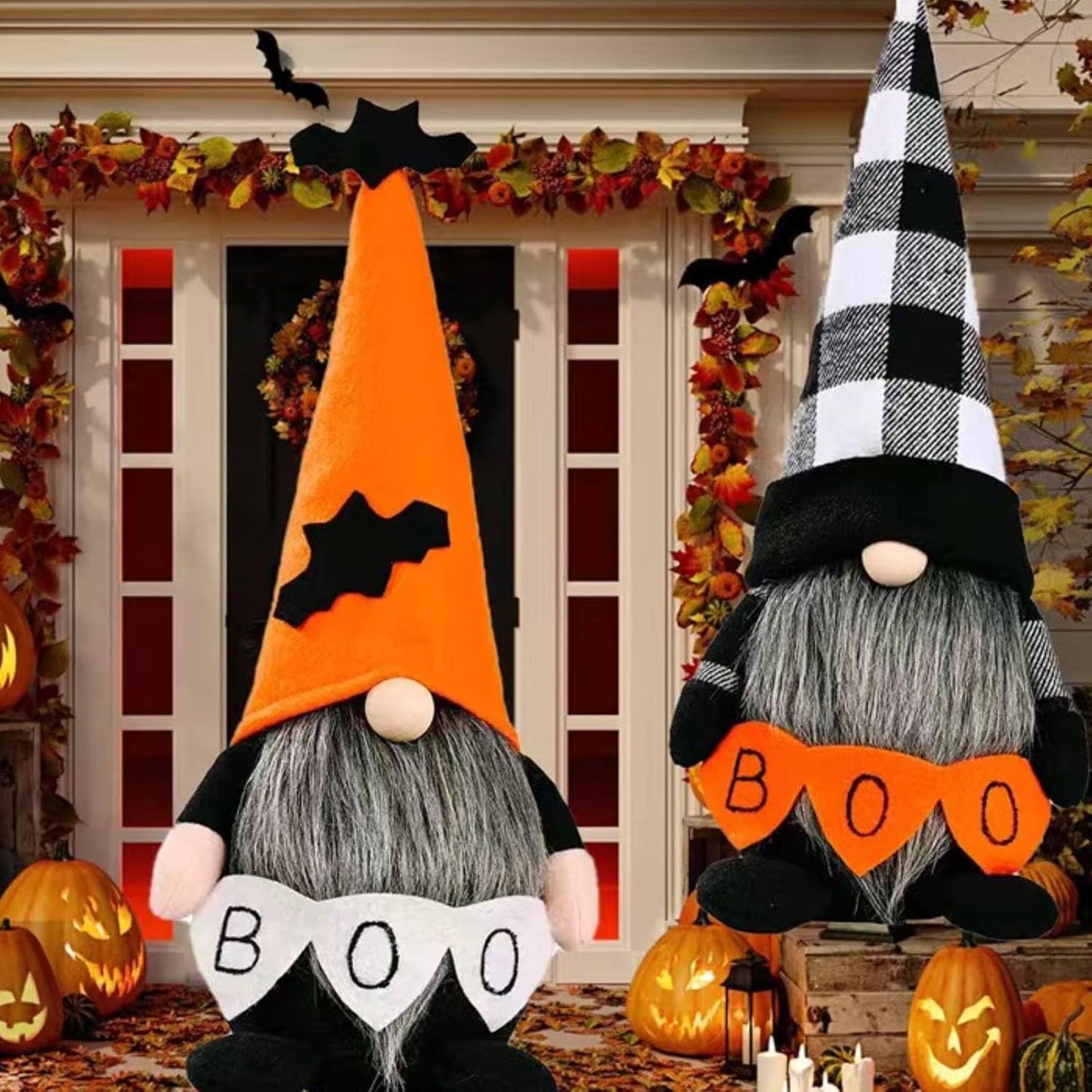 Halloween Gnomes Plush Decor,Witch Scandinavian Tomte Nisse Gnome Swedish Table Decorations Handmade Gnome Decoraion for Home,Orange