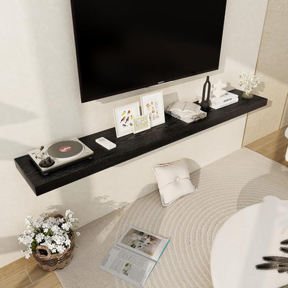 Fun Memories 72 Inch Floating Shelf, 12 Inch Deep Wall Shelf for Fireplace Mantel, Deep Storage Shelves for Home & Office, Wall Shelves with Invisible Bracket, Black, Set of 1