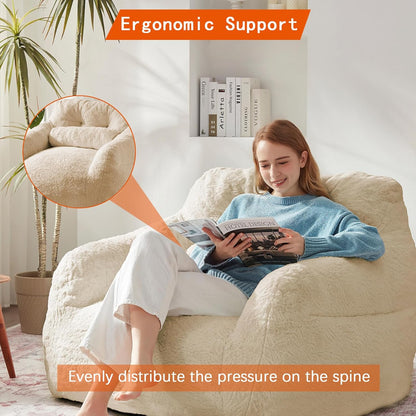 Bean Bag Chair for Adults with Pillow,Oversized Bean Bag Couch for Adults Chairs,Giant Lazy Couch Sofa Chairs with Filler,Large Reading Chair for Living Room Bedroom,Apricot