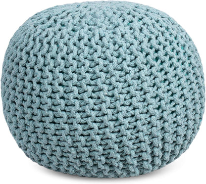 BIRDROCK HOME Round Pouf Ottoman | Cotton Braided Round Foot Stool | Bedroom and Living Room Poof | Sage Green Boho Ottoman | Pouf Foot Rest
