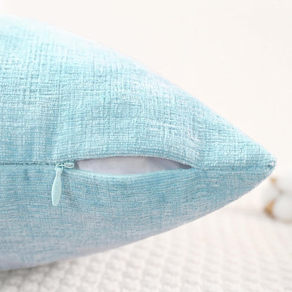 CaliTime Throw Pillow Covers Decorative 16 X 26 Inches Pack of 2 Cozy Chenille Cushion Cases for Couch Sofa Bed Living Room Home Light Blue Grey