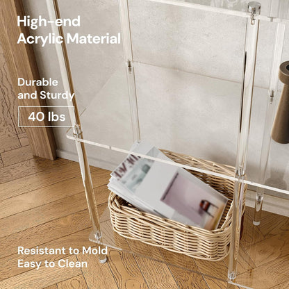 Acrylic Console Table, 29.5" Small Entryway Table with Open Shelves, Clear Entry Table for Sofa, Foyer, Hallway, Living Room, Easy Assembly, 3 Tier, 11.8" D x 31.7" H