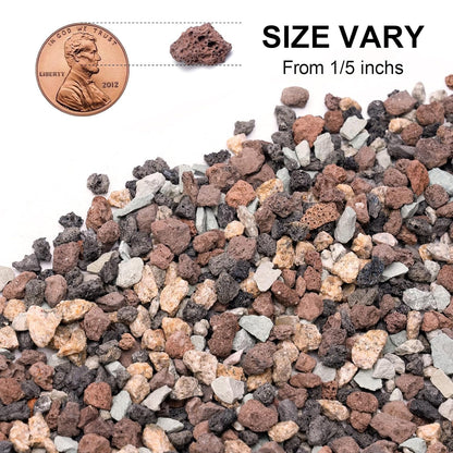 5lbs Small Rocks for Terrarium, Planters Drainage, 1/5 Inch Lava Rock for Bonsai Tree, Decorative Gravel for Succulents, Bamboo, Cactus, Mixed Color