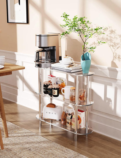 Clear Bookshelf, Acrylic Bookcase with Open Book Shelf Console Table for Entryway Office Living Room Bedroom (3 Tier Clear)