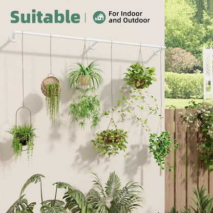 Plant Hanger Indoor with 6 Hanging Chains Hanging Planters for Indoor Plants Hanging Plant Holder Window Plant Shelves White Metal Rod(Pot not Included