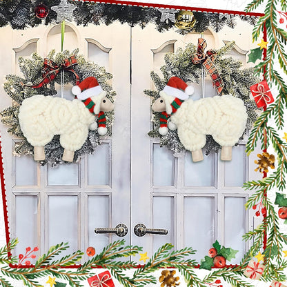 Jenaai 3 Pieces Felt Sheep Christmas Ornaments Sheep Decorative Hanging Ornaments Vintage Farm Wooly Lamb Tree Xmas Pendant Curly Decor for Holiday Figurines Gifts (Christmas)