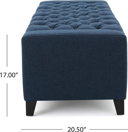 Christopher Knight Home Hikaru Fabric Storage Ottoman, Dark Blue Dimensions: 20.50”D x 51.00”W x 17.00”H