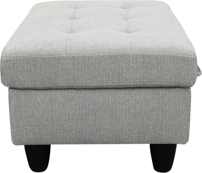 Ottoman Rectangular Storage Ottoman Bench, Flannel Footrest Stool Footstool with Lid for Living Room, Bedroom, Entryway, Gray, 35"x23.5"x17.5"