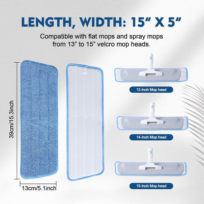 3 Pack Microfiber Mop Pads, Mop Replacement Pads Refills Floor Spray Mop Pads Wet Moping Pads Refill Reusable Pads Suitable for All Spray Mops Cleaning