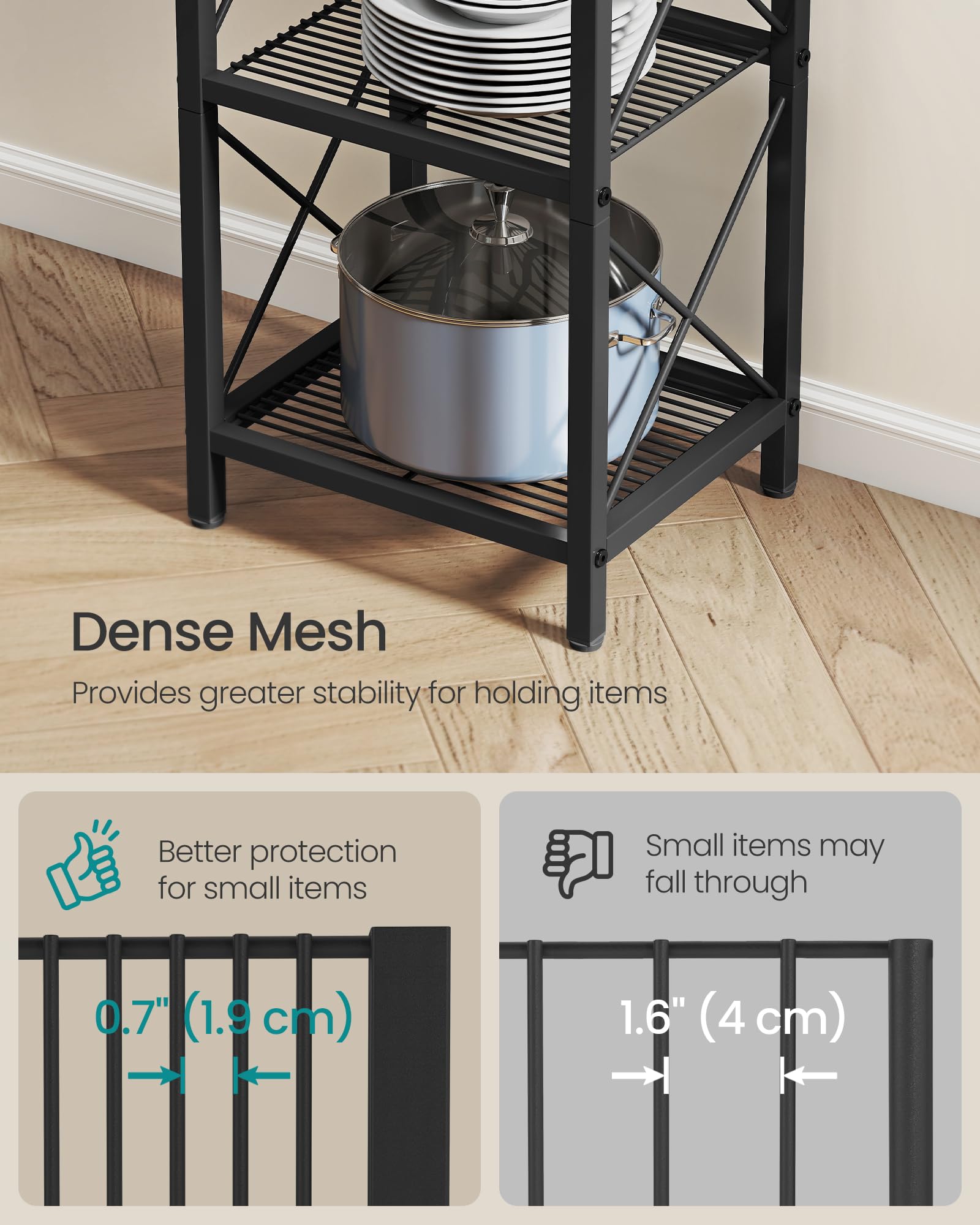 SONGMICS 5-Tier Metal Storage Rack, Shelving Unit with X Side Frames