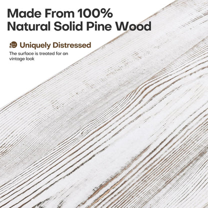 BECHAEO 35.8'' Wood Coat Rack Wall Mount with Shelf, White Wall Coat Rack with Hooks, Farmhouse Rustic Coat Hooks for Entryway Bathroom Hallway Kitchen Bedroom