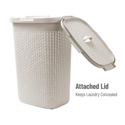 Mind Reader Tall Tapered Laundry Hamper with Lid, 60L Clothes Basket, Narrow Base Design for