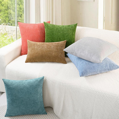CaliTime Throw Pillow Covers Decorative 16 X 16 Inches Pack of 2 Cozy Chenille Cushion Cases for Couch Sofa Bed Living Room Home Moonbeam Gray